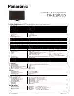 Preview for 1 page of Panasonic TH-32LRU30 Specifications