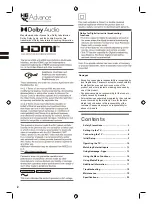 Preview for 2 page of Panasonic TH-32MS600H Operating Instructions Manual