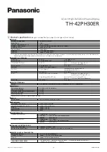 Preview for 1 page of Panasonic TH-42PH30ER Product Speci?Cations