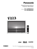 Preview for 1 page of Panasonic TH-42PV600AZ Operating Instructions Manual