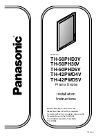 Preview for 1 page of Panasonic TH-42PWD4V Installation Instructions Manual