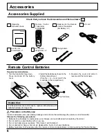 Предварительный просмотр 8 страницы Panasonic TH-42PWD6 Operating Instructions Manual