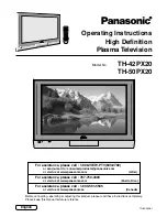 Preview for 1 page of Panasonic TH-42PX20U/P Operating Operating Instructions Manual