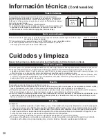 Preview for 58 page of Panasonic TH-46PZ850U Manual De Instrucciones