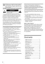 Preview for 2 page of Panasonic TH-50LX800K Operating Instructions Manual