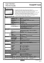 Panasonic TH-50PF11UK - 50" Plasma Panel Specifications preview