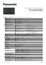 Preview for 1 page of Panasonic TH-65PF20ER Product Speci?Cations