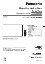 Предварительный просмотр 1 страницы Panasonic TH-75BQE1 Operating Instructions Manual