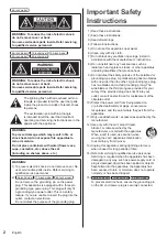 Предварительный просмотр 2 страницы Panasonic TH-86EQ1W Operating Instructions Manual