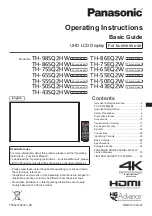 Предварительный просмотр 1 страницы Panasonic TH-86SQ2HW Operating Instructions Manual