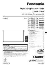 Preview for 1 page of Panasonic TH-98SQ1W Operating Instructions - Basic Manual