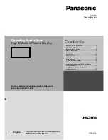 Preview for 1 page of Panasonic TH152UX1 - 152" PLASMA TV Operating Instructions Manual