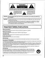 Предварительный просмотр 2 страницы Panasonic TH42PW3U - 42" PLASMA DISPLAY Operating Instructions Manual