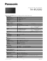 Preview for 1 page of Panasonic TH47LF20U - 47" HD LCD TV Specifications