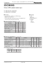 Предварительный просмотр 1 страницы Panasonic Transistors 2SC3930G Specifications