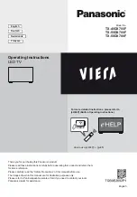 Preview for 1 page of Panasonic TX-40DX700F Operating Instructions Manual