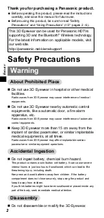 Предварительный просмотр 2 страницы Panasonic TY-ER3D6ME Operating Instructions