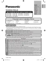 Предварительный просмотр 1 страницы Panasonic UD09*E8 Series Installation Manual