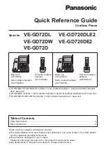 Panasonic VE-GD72DL Quick Reference предпросмотр