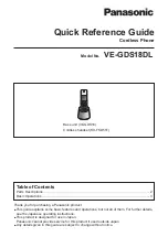 Preview for 1 page of Panasonic VE-GDS18DL Quick Reference Manual