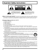 Предварительный просмотр 2 страницы Panasonic Viera TC-32LX300 Operating Instructions Manual