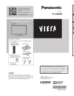 Предварительный просмотр 1 страницы Panasonic Viera TCL32XM6 Owner'S Manual