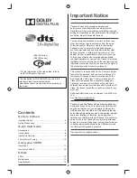 Предварительный просмотр 2 страницы Panasonic Viera TH-32AS610G Operating Instructions Manual