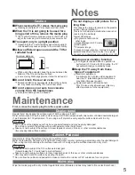 Предварительный просмотр 5 страницы Panasonic Viera TH-42PV80AZ Operating Instructions Manual