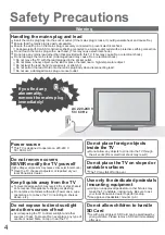 Preview for 4 page of Panasonic Viera TH-42PZ800E Operating Instructions Manual