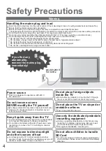 Предварительный просмотр 4 страницы Panasonic Viera TH-42PZ80E Operating Instructions Manual