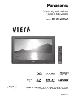Panasonic Viera TH-58PZ700A Operating Instructions Manual preview
