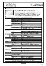 Panasonic Viera TH-65PF11 Specifications preview