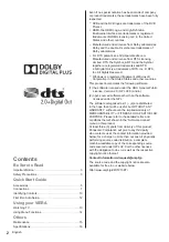 Preview for 2 page of Panasonic VIERA TX-39A400E Operating Instructions Manual