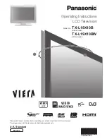 Предварительный просмотр 1 страницы Panasonic VIERA TX-L19X10B Operating Instructions Manual