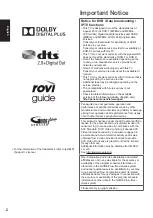 Preview for 2 page of Panasonic VIERA TX-L32BL6E Operating Instructions Manual