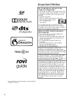 Preview for 2 page of Panasonic Viera TX-P60ZT65B Operating Instructions Manual