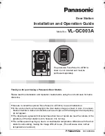 Preview for 1 page of Panasonic VL-GC003A Installation And Operation Manual