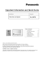 Предварительный просмотр 1 страницы Panasonic VL-SV70 Important Information And Quick Manual