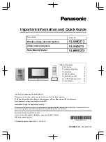 Предварительный просмотр 1 страницы Panasonic VL-SWD272 Important Information And Quick Manual