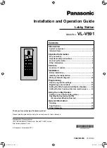 Предварительный просмотр 1 страницы Panasonic VL-V591 Installation And Operation Manual