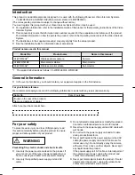 Preview for 2 page of Panasonic VL-WD812AZ User'S Information Manual