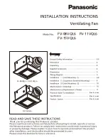 Panasonic WhisperLite FV-08VQL6 User Manual preview