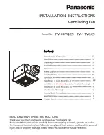 Panasonic WhisperSense FV-08VQC5 Installation Instructions Manual preview