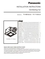 Panasonic WhisperSense FV-08VQCL6 Installation Instructions Manual preview