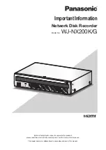 Preview for 1 page of Panasonic WJ-NX200K/G Important Information Manual