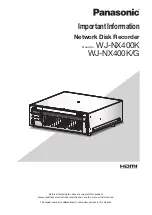 Preview for 1 page of Panasonic WJ-NX400K Important Information Manual
