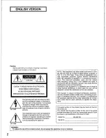 Предварительный просмотр 2 страницы Panasonic WJHD100 - DIGITAL DISC RECORDE Operating Instructions Manual