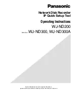 Preview for 1 page of Panasonic WJND200 - NETWORK DISK RECORDER Operating Instructions Manual