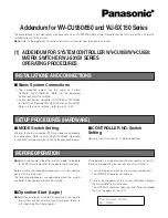 Panasonic WJSX150 - SWITCHER - ADDENDUM Addendum preview