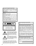 Preview for 2 page of Panasonic WV-LW1900 Operating Instructions Manual